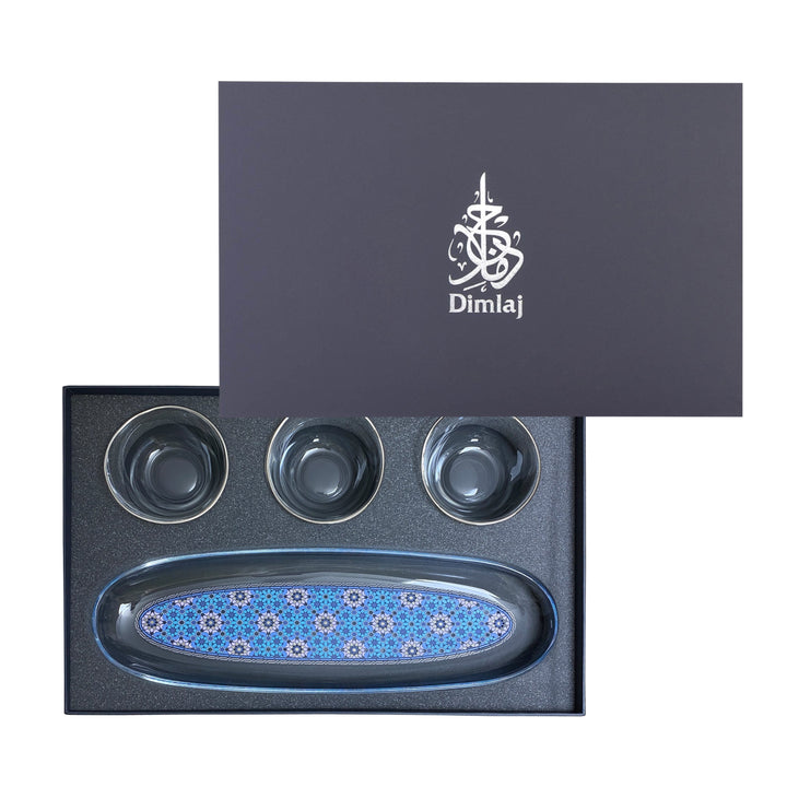 Dimlaj Melange Set of 4 Pcs Appetizers Tray & Bowls (Platinum) - Premium Serving Bowls from Melange By Dimlaj - Just $445!