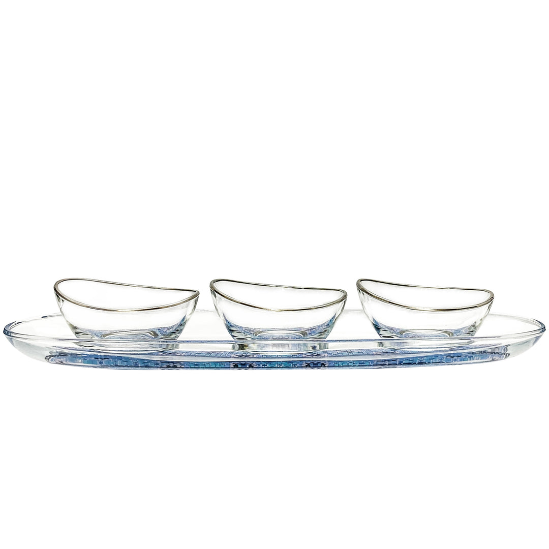 Dimlaj Melange Set of 4 Pcs Appetizers Tray & Bowls (Platinum) - Premium Serving Bowls from Melange By Dimlaj - Just $445!