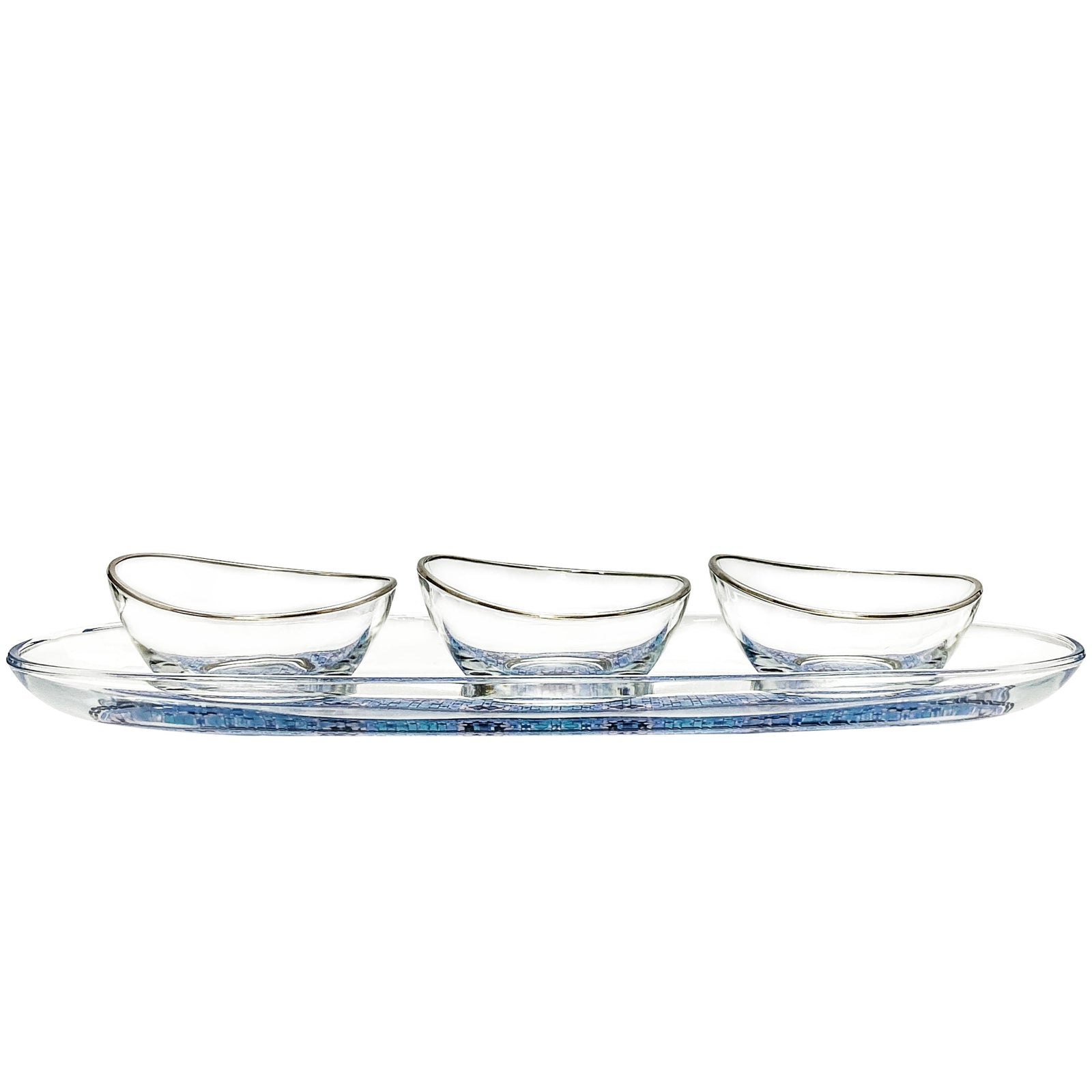Dimlaj Melange Set of 4 Pcs Appetizers Tray & Bowls (Platinum) - Premium Serving Bowls from Melange By Dimlaj - Just $445!