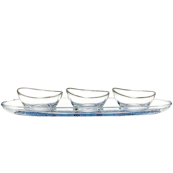 Dimlaj Melange Set of 4 Pcs Appetizers Tray & Bowls (Platinum) - Premium Serving Bowls from Melange By Dimlaj - Just $445!