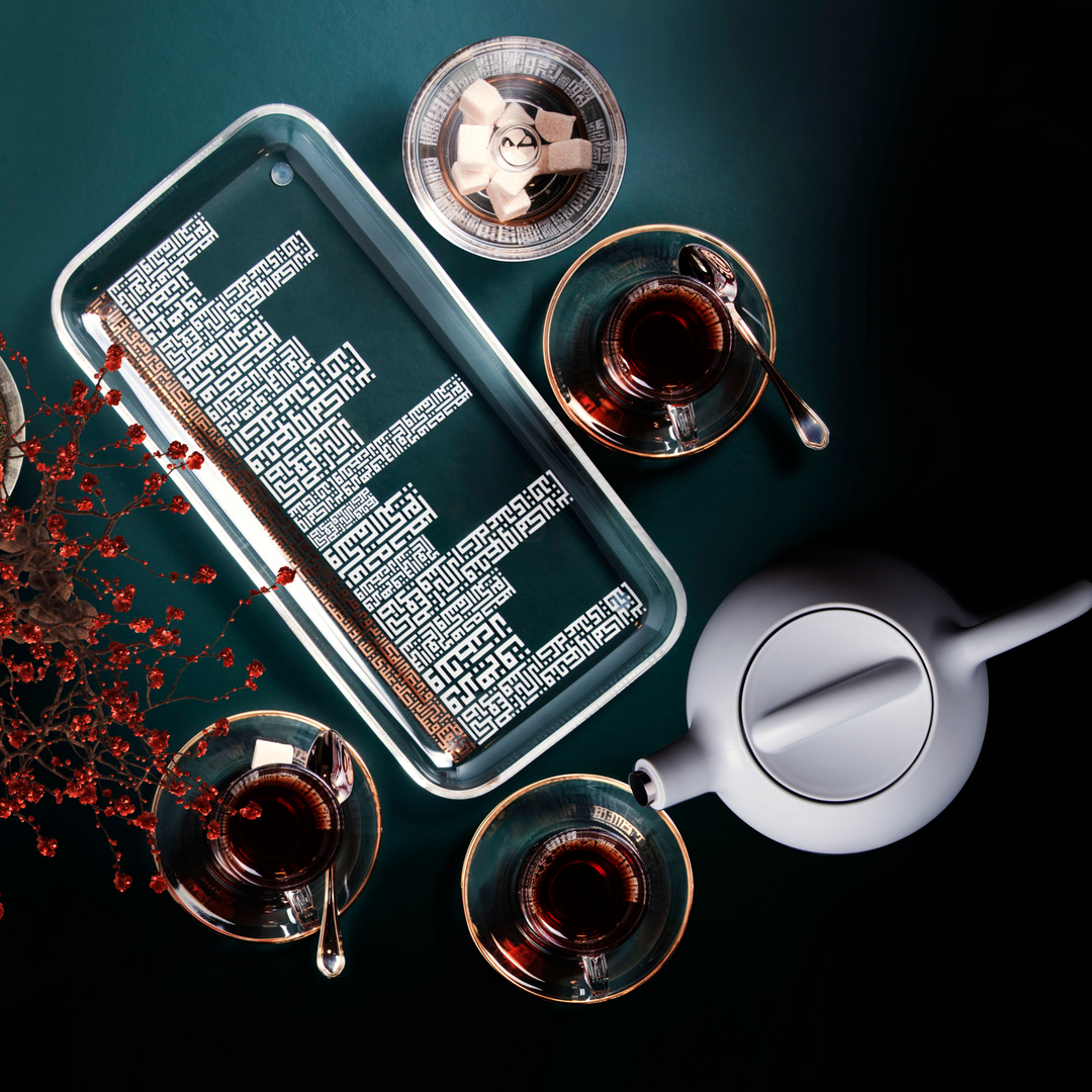 Dimlaj Abraj Set of 6 Pcs Tea Cups and Saucers (Gold) - Premium Tea Istikans With Handle from Abraj By Dimlaj - Just $265!