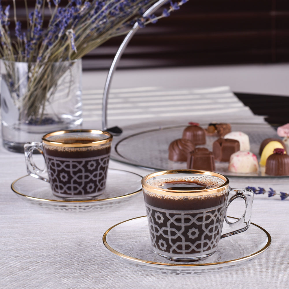 Dimlaj Ivory Set of 6 Pcs Coffee Cups and Saucers (Gold) - Premium Coffee Sets from Ivory By Dimlaj - Just $450!