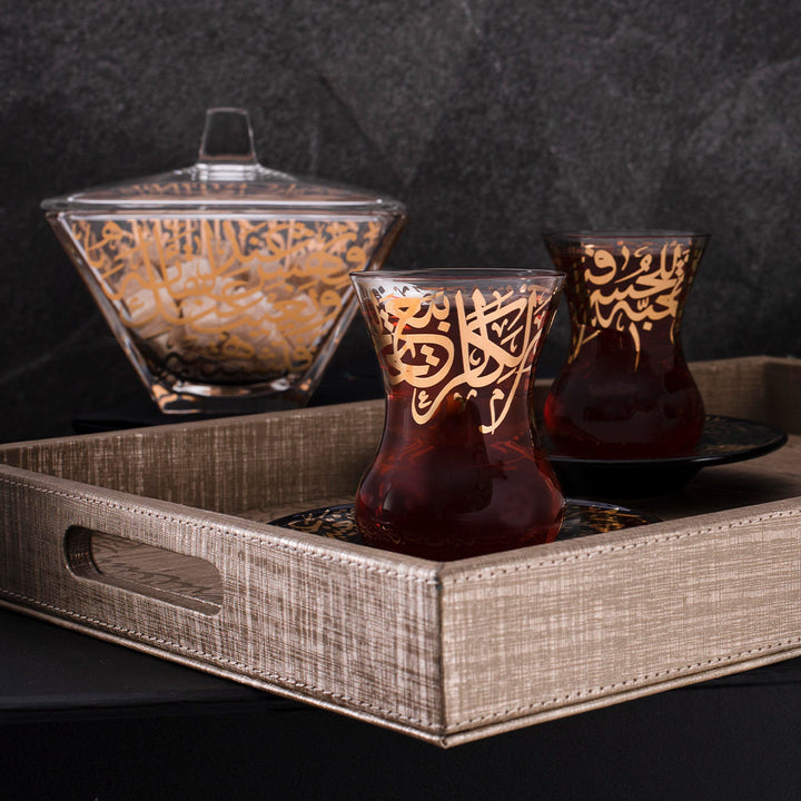 Dimlaj Kareem Set of 6 Pcs Tea Cups and Saucers (Gold) - Premium Tea Cups from Kareem By Dimlaj - Just $375!