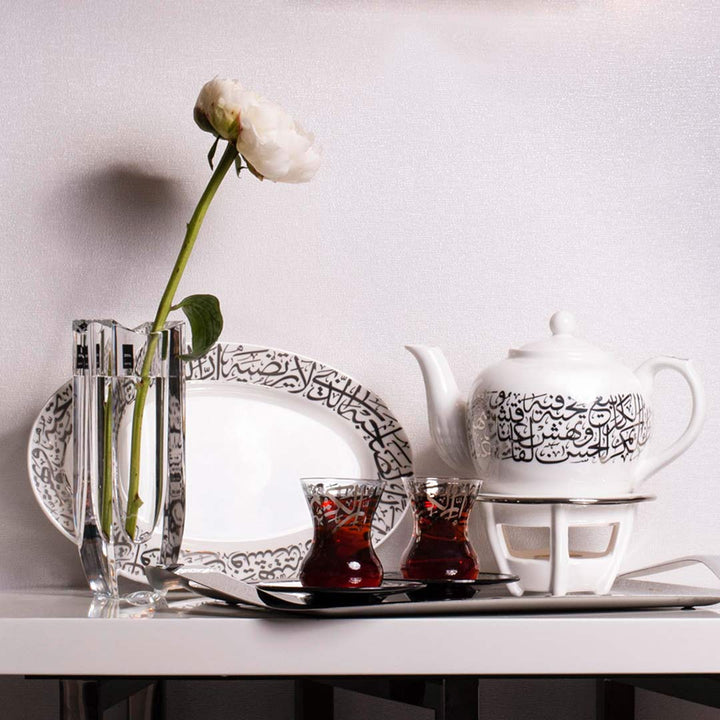 Dimlaj Kareem Set of 6 Pcs Tea Cups and Saucers (Platinum) - Premium Tea Cups from Kareem By Dimlaj - Just $375!