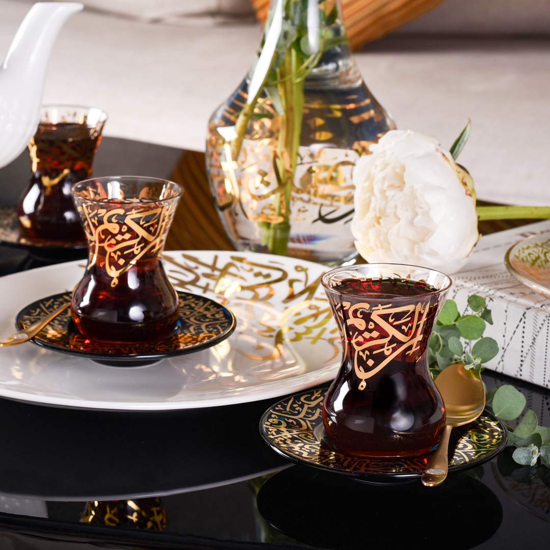 Dimlaj Kareem Set of 6 Pcs Tea Cups and Saucers (Gold) - Premium Tea Cups from Kareem By Dimlaj - Just $375!
