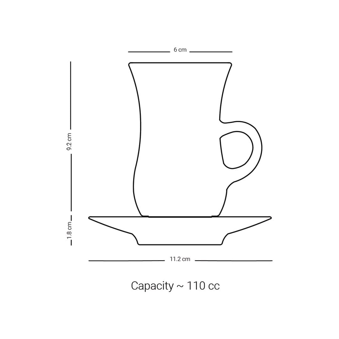 Dimlaj Kareem Set of 6 Pcs Tea Istikanas and Saucers (Gold) - Premium Tea Istikans With Handle from Kareem By Dimlaj - Just $290!