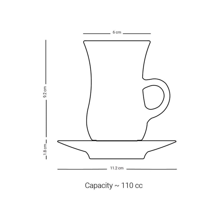 Dimlaj Touch Elena Set of 6 Pcs Tea Cups and Saucers (Gold) - Premium Tea Istikans With Handle from Elena By Dimlaj - Just $135!