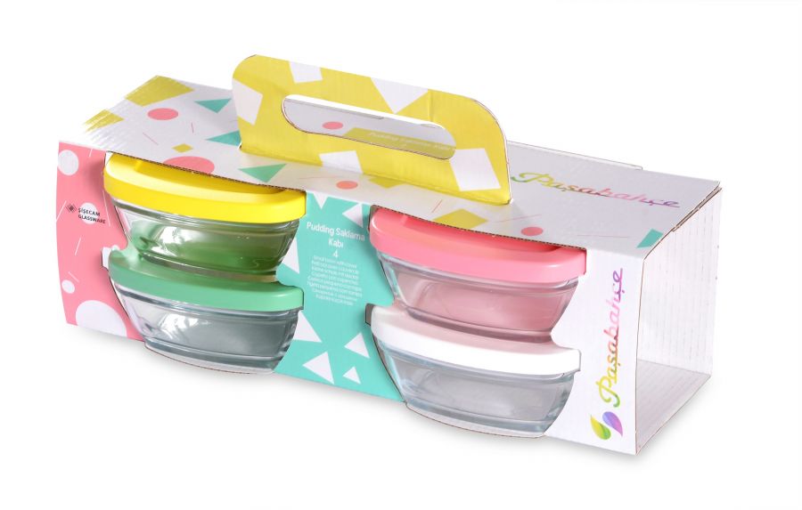 Pasabahce Pudding Bowl Set of 4pcs 310cc Pink, Green, Yellow, White - Premium  from Pasabahce Essentials - Just $50! 