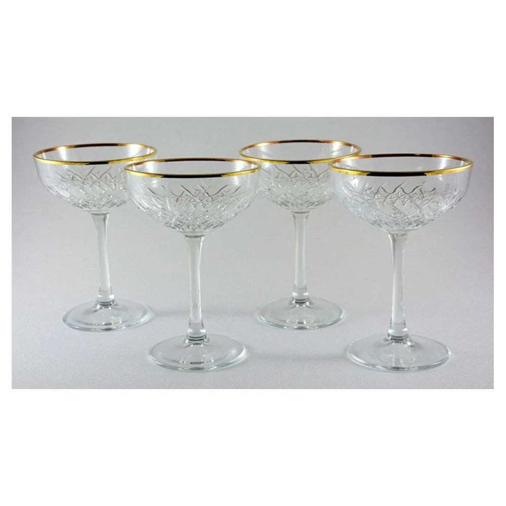 Pasabahce Timeless Set of 4pcs Champagne Coupe 255cc Gold Rim - Premium  from Pasabahce Essentials - Just $85! 