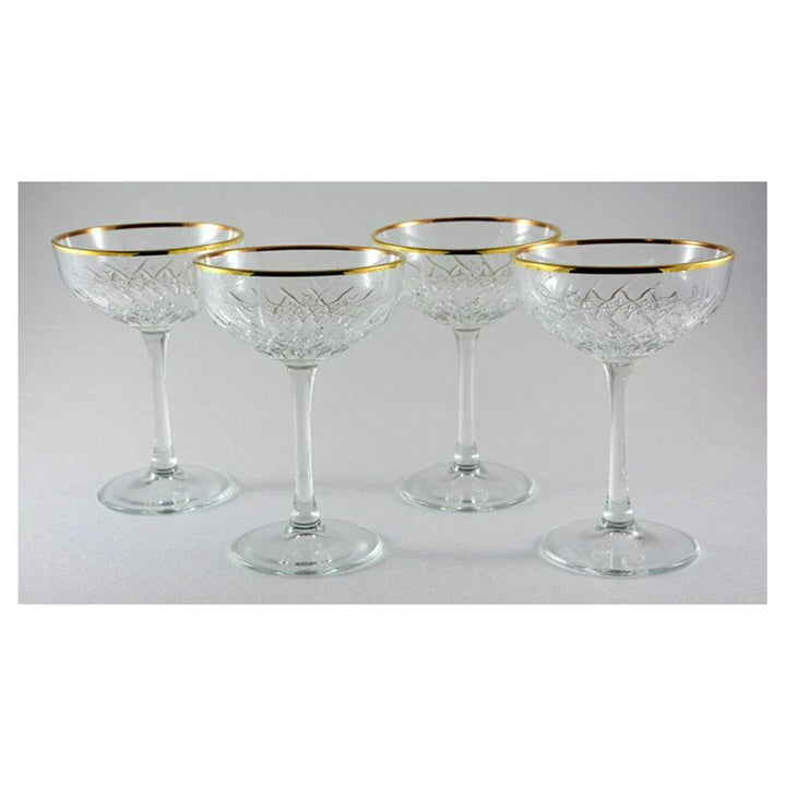 Pasabahce Timeless Set of 4pcs Champagne Coupe 255cc Gold Rim - Premium  from Pasabahce Essentials - Just $85! 