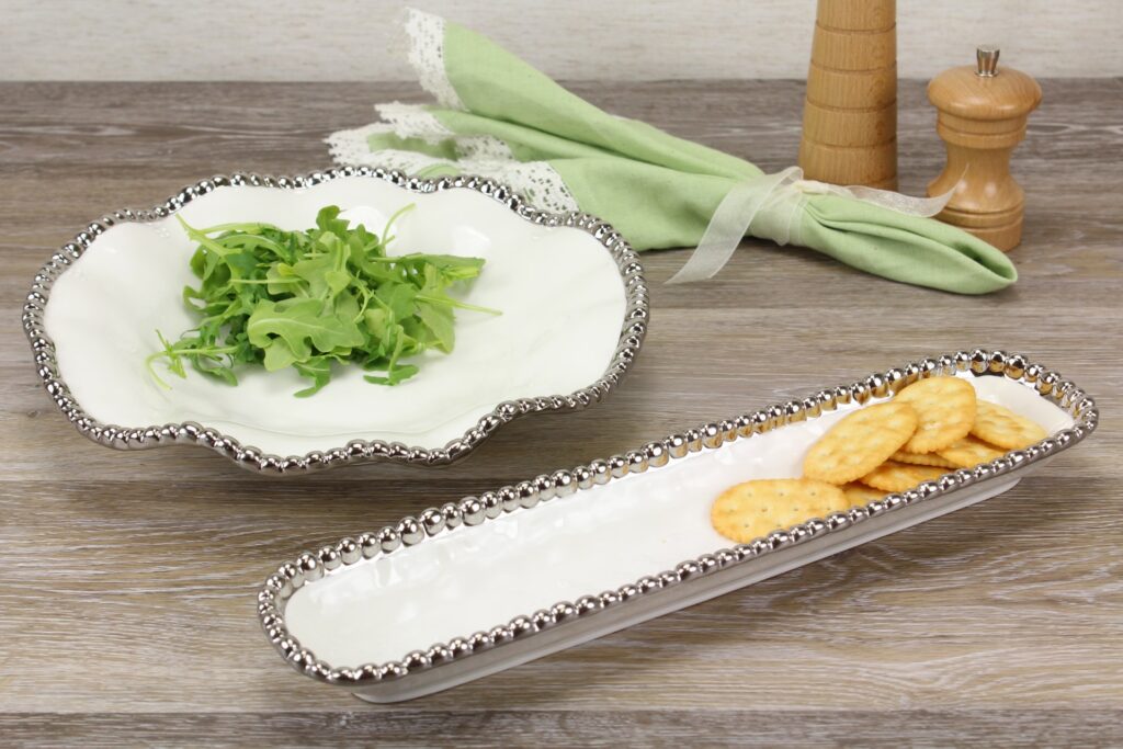 Pampa Bay Salerno Cracker Tray - White & Silver - Premium Platters from Pampa Bay - Just $100! 