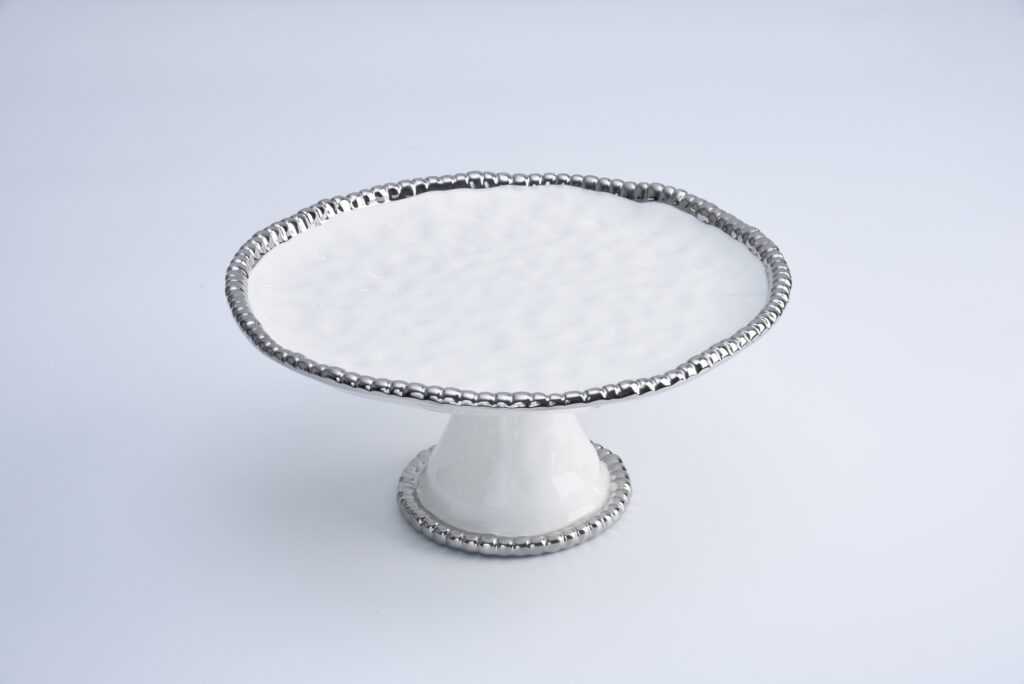 Pampa Bay Salerno Round Cake Stand - White & Silver - Premium Cake stand from Pampa Bay - Just $255! 