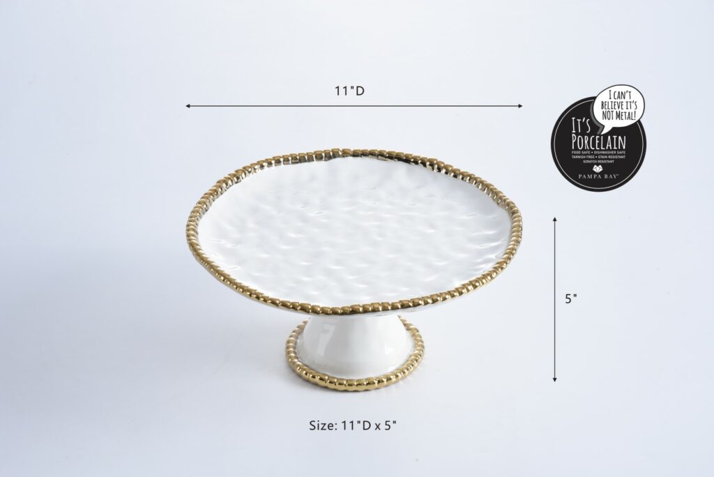 Pampa Bay Salerno Round Cake Stand - White & Gold - Premium Cake Plate from Pampa Bay - Just $255! 