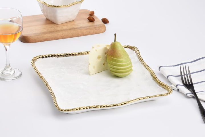 Pampa Bay Golden Salerno Square Serving Platter - Gold Rim - Premium Platter from Pampa Bay - Just $225! 