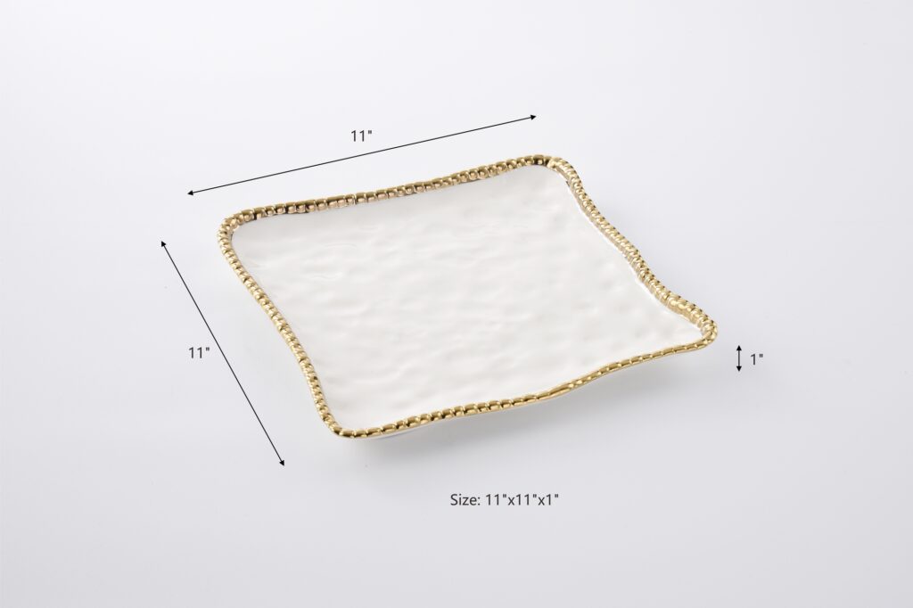 Pampa Bay Golden Salerno Square Serving Platter - Gold Rim - Premium Platter from Pampa Bay - Just $225! 