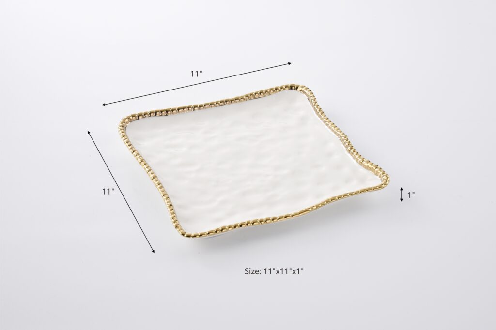 Pampa Bay Golden Salerno Square Serving Platter - Gold Rim - Premium Platter from Pampa Bay - Just $135! 