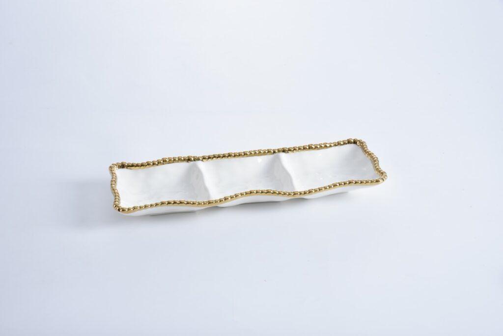 Pampa Bay Golden Salerno 3-Section Serving Piece - Premium Platter from Pampa Bay - Just $135! 