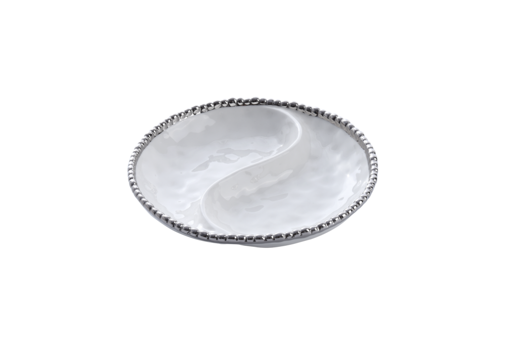 Pampa Bay Salerno Small 2-Section Platter (White & Silver) - Premium Platter from Pampa Bay - Just $175! 