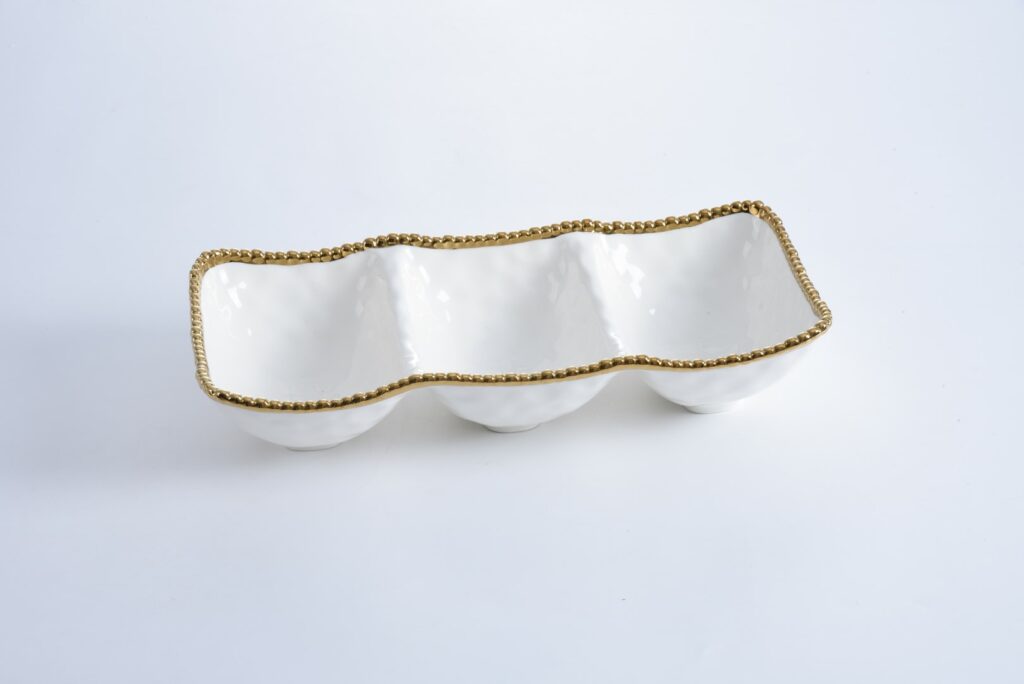 Pampa Bay Golden Salerno Large 3-Section Serving Piece - Premium Platter from Pampa Bay - Just $270! 