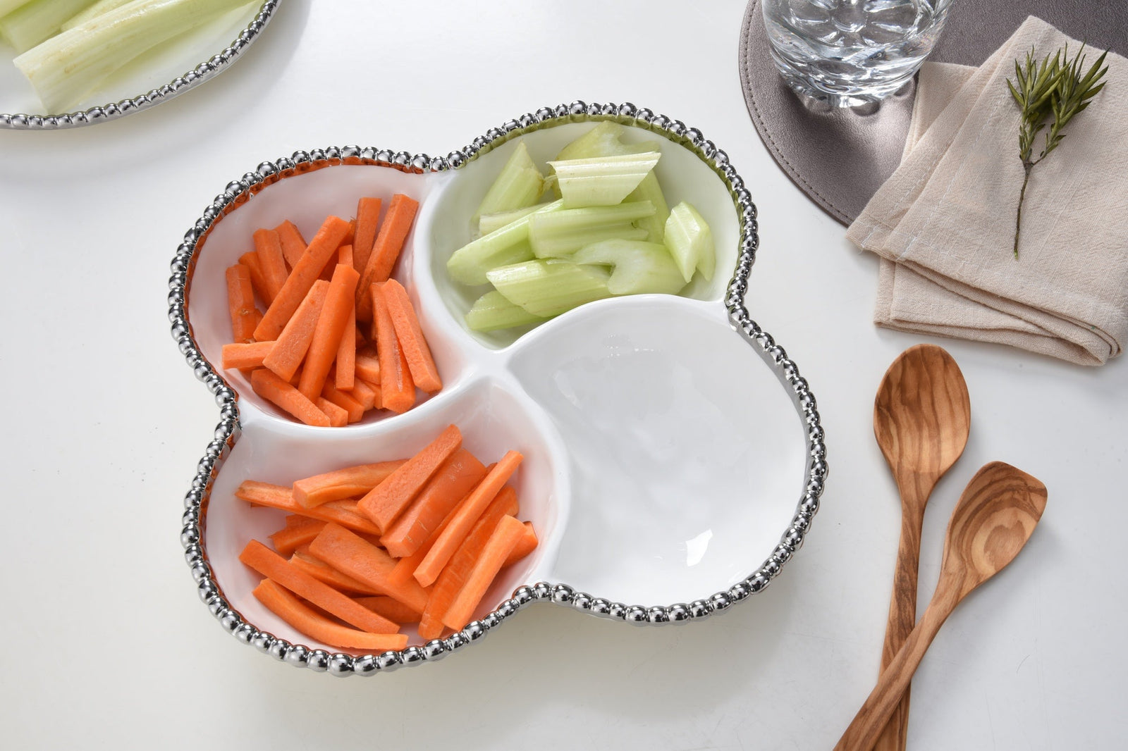 Pampa Bay Salerno 4-Section Bowl (White & Silver) - Premium Bowl from Pampa Bay - Just $135! 