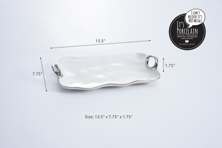 Pampa Bay Small Platter White & Silver with Handles - Premium Platter from Pampa Bay - Just $225! 