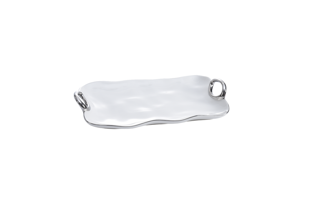 Pampa Bay Small Platter White & Silver with Handles - Premium Platter from Pampa Bay - Just $225! 