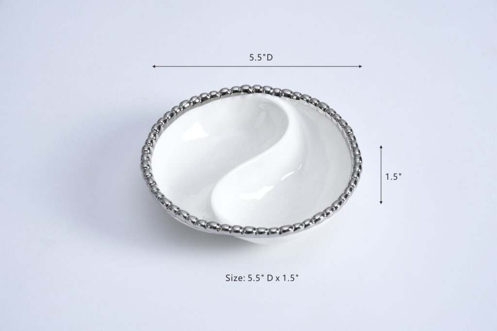 Pampa Bay Salerno Mini 2-Section Platter (White & Silver) - Premium Platters from Pampa Bay - Just $45! 