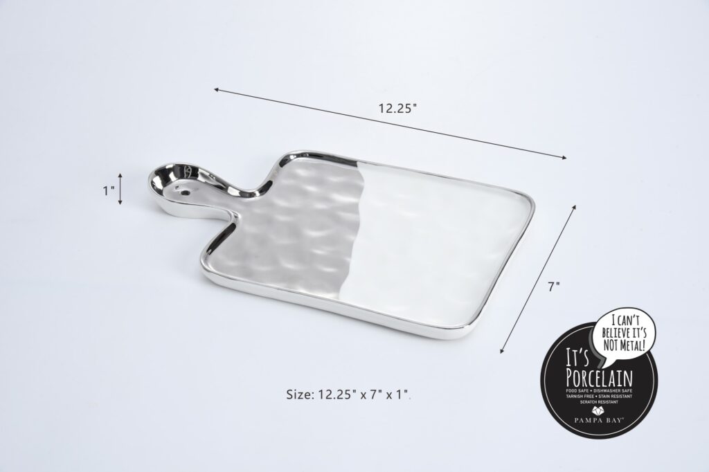 Pampa Bay Accessories Medium Tray - White & Silver - Premium Platter from Pampa Bay - Just $105! 