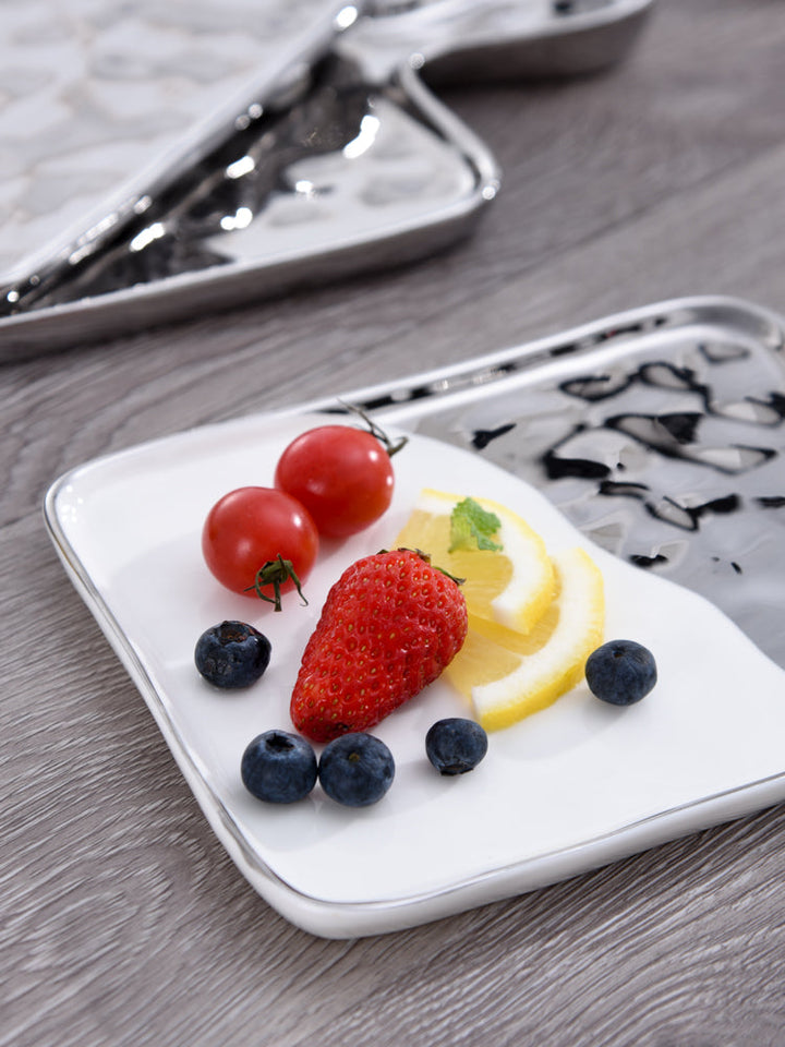 Pampa Bay Accessories Medium Tray - White & Silver - Premium Platter from Pampa Bay - Just $175! 