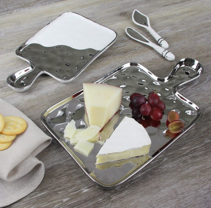 Pampa Bay Accessories Medium Tray - White & Silver - Premium Platter from Pampa Bay - Just $175! 