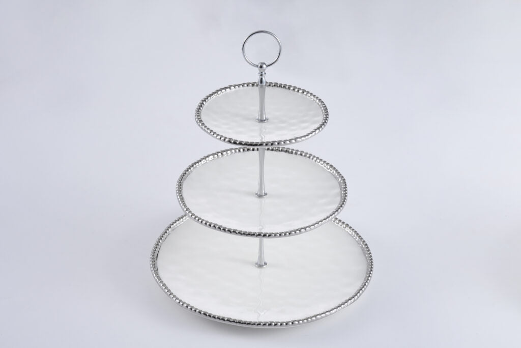 Pampa Bay Salerno 3 Tier Stand - White & Silver - Premium Cake Stands from Pampa Bay - Just $270! 