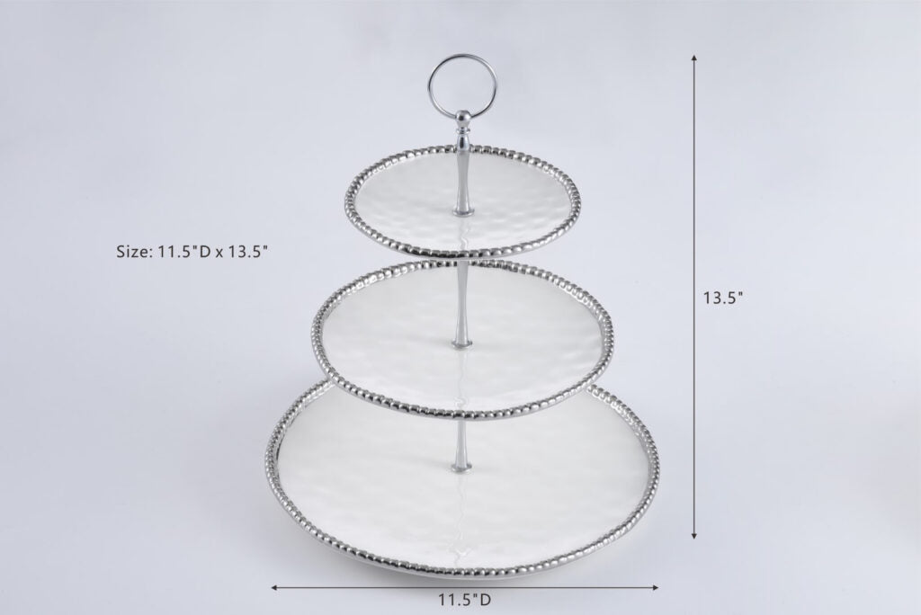 Pampa Bay Salerno 3 Tier Stand - White & Silver - Premium Cake Stands from Pampa Bay - Just $270! 