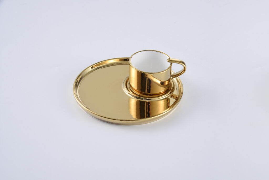 Pampa Bay Espresso Cup and Plate - Gold - Premium Coffee Cups from Pampa Bay - Just $75! 