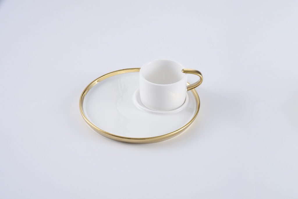 Pampa Bay Espresso Cup and Plate - White & Gold - Premium Coffee Cups from Pampa Bay - Just $75! 