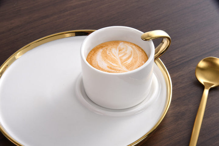 Pampa Bay Espresso Cup and Plate - White & Gold - Premium Coffee Cups from Pampa Bay - Just $125! 