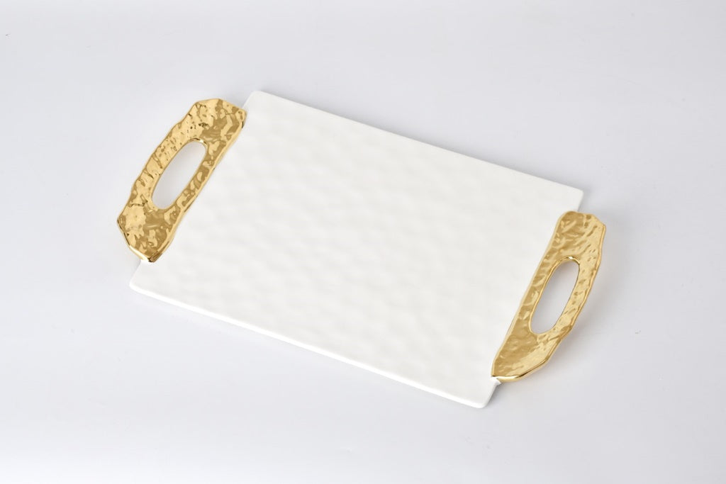 Pampa Bay Accessories Tray White & Gold with Handles - Premium Serving Trays from Pampa Bay - Just $330! 