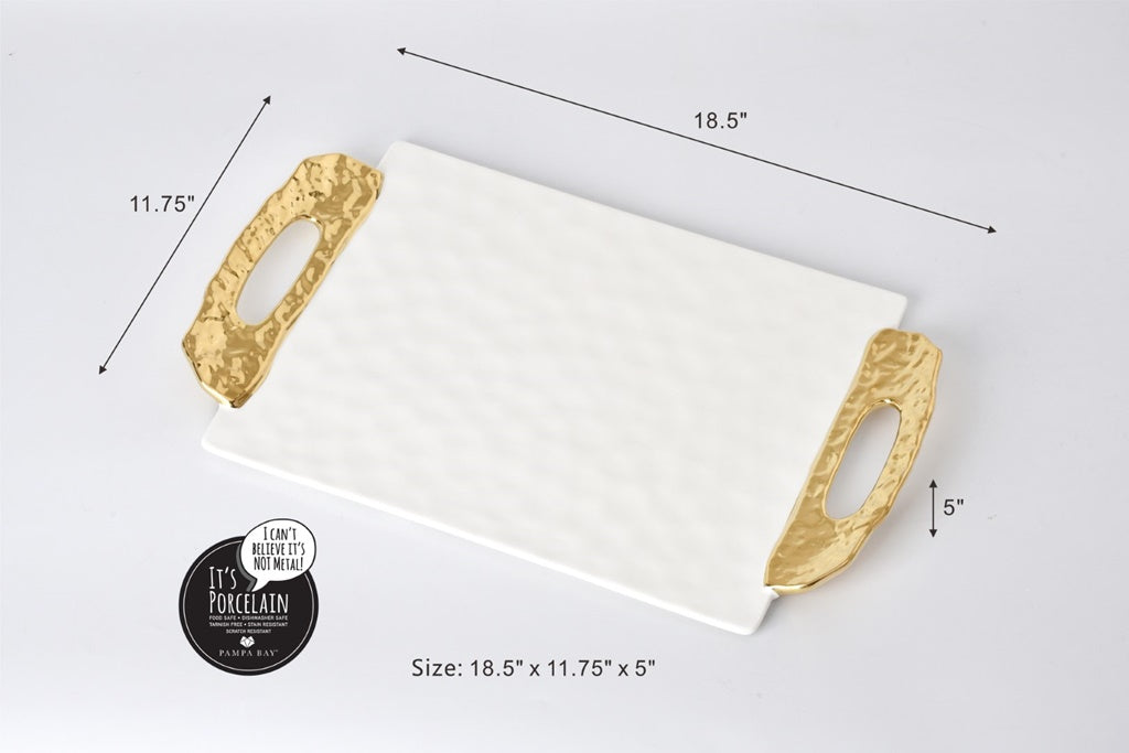 Pampa Bay Accessories Tray White & Gold with Handles - Premium Serving Trays from Pampa Bay - Just $330! 