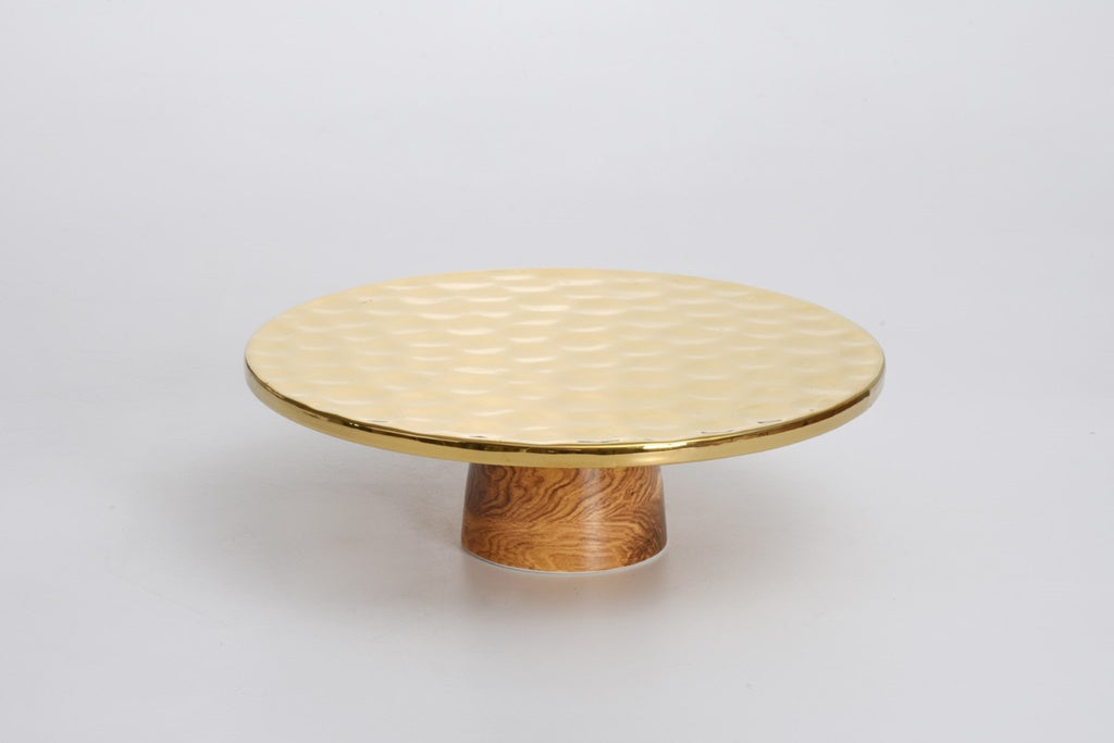 Pampa Bay Madera Cake Stand - Gold & Wood Decal - Premium Cake Stands from Pampa Bay - Just $255! 