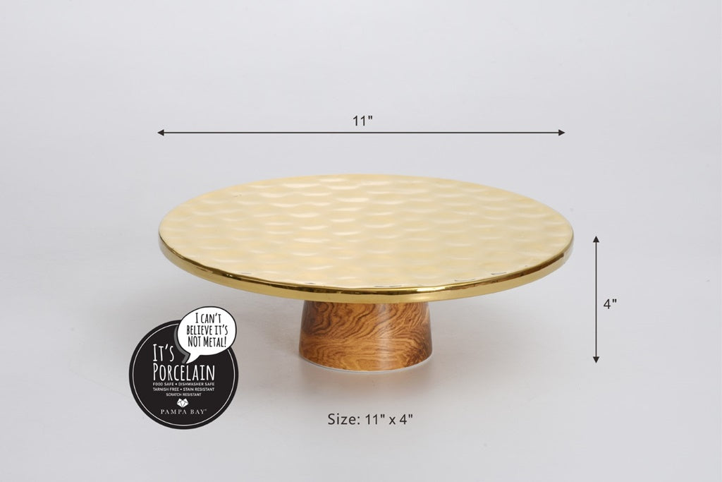 Pampa Bay Madera Cake Stand - Gold & Wood Decal - Premium Cake Stands from Pampa Bay - Just $255! 