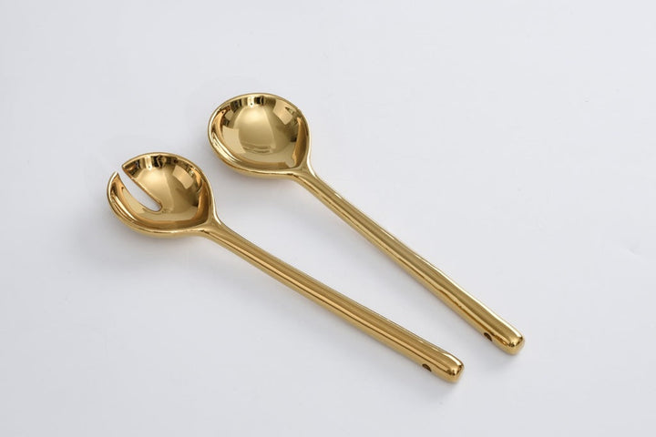 Pampa Bay Madera Set of 2 Pcs Salad Servers - Gold - Premium Salad server from Pampa Bay - Just $175! 