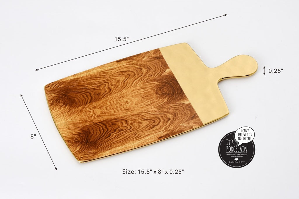 Pampa Bay Madera Flat Board - Gold & Wood Decal - Premium Platter from Pampa Bay - Just $195! 