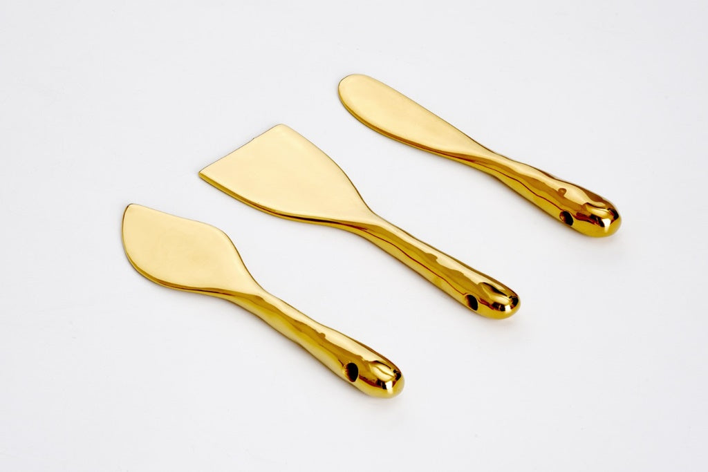Pampa Bay Madera Set of 3 Pcs Cheese Knives - Gold - Premium Knife from Pampa Bay - Just $90! 