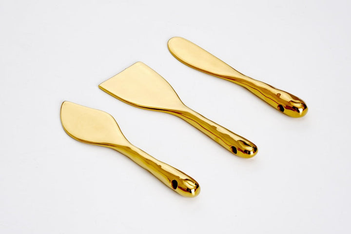 Pampa Bay Madera Set of 3 Pcs Cheese Knives - Gold - Premium Knife from Pampa Bay - Just $150! 