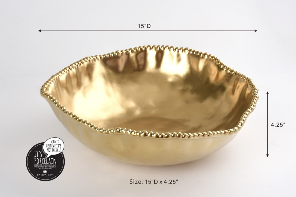 Pampa Bay Monte Carlo Large Serving Bowl - Gold - Premium Bowl from Pampa Bay - Just $390! 