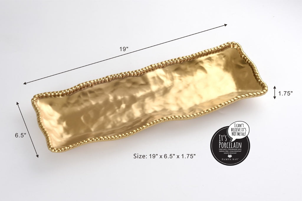 Pampa Bay Monte Carlo Rectangular Serving Piece - Gold - Premium Tray from Pampa Bay - Just $150! 