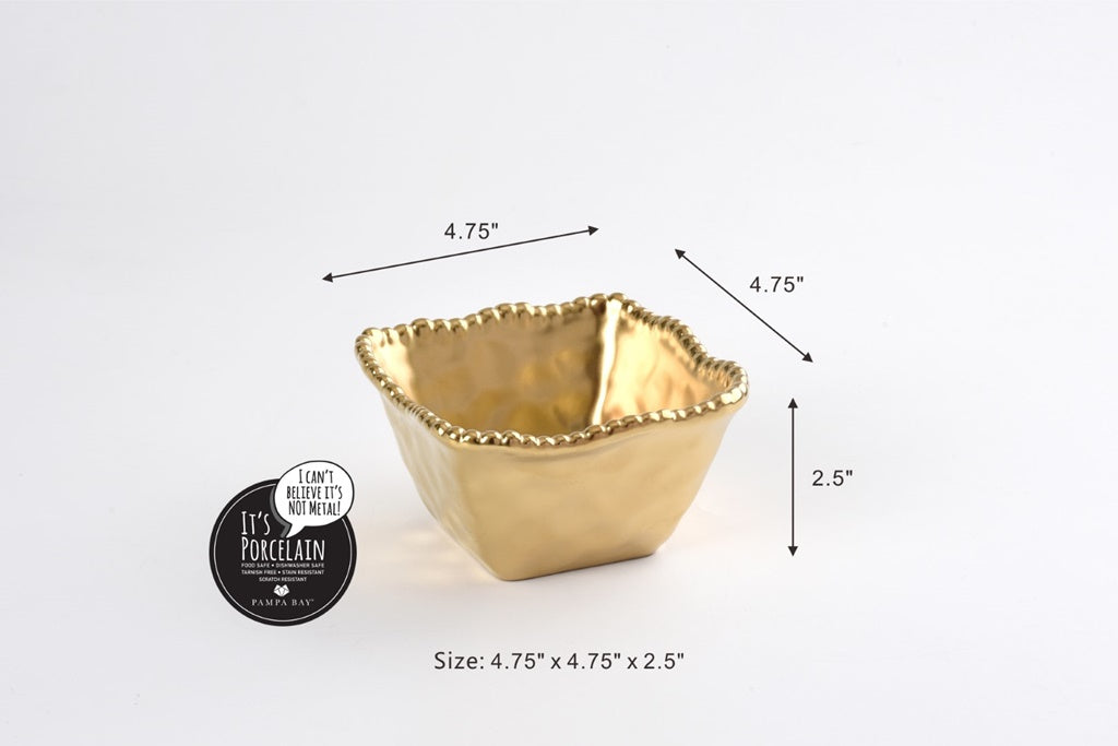 Pampa Bay Monte Carlo Square Snack Bowl - Gold - Premium Bowl from Pampa Bay - Just $60! 