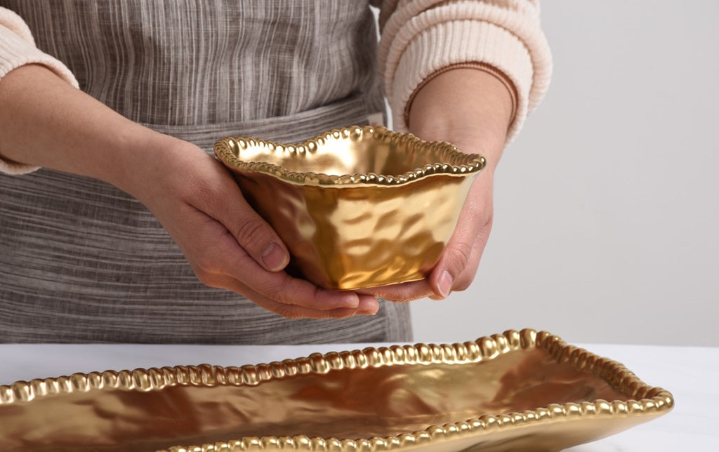 Pampa Bay Monte Carlo Square Snack Bowl - Gold - Premium Bowl from Pampa Bay - Just $100! 