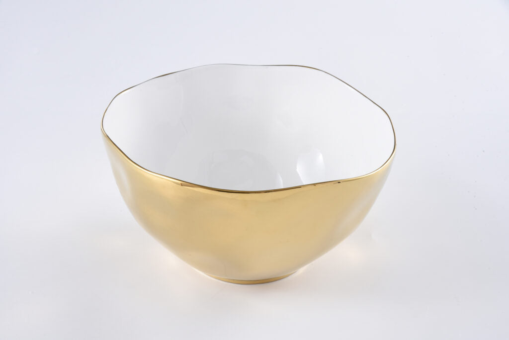 Pampa Bay Moonlight Large Round Bowl - White & Gold - Premium Bowls from Pampa Bay - Just $300! 