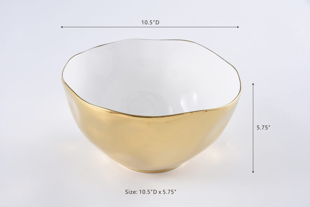 Pampa Bay Moonlight Large Round Bowl - White & Gold - Premium Bowls from Pampa Bay - Just $300! 