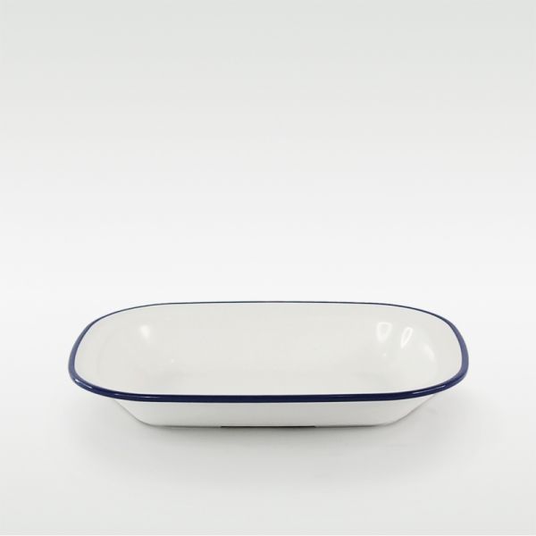 Efay Enamel Pie Rectangular Dish 10.5" Cobalt Blue Rim - Premium Plate from Efay - Just $20! 